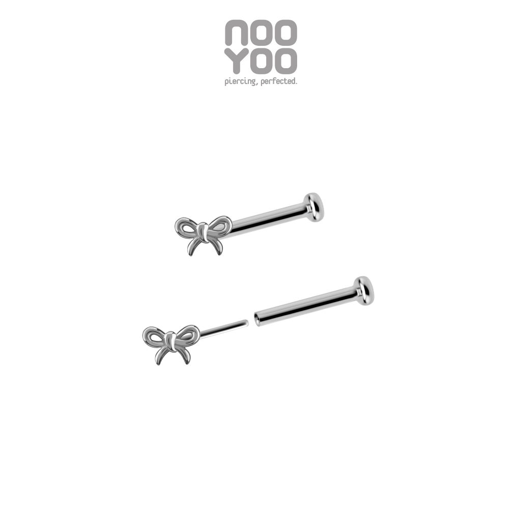 NooYoo ต่างหูสำหรับผิวแพ้ง่าย CoCr NF Petite Bow / Titanium TL