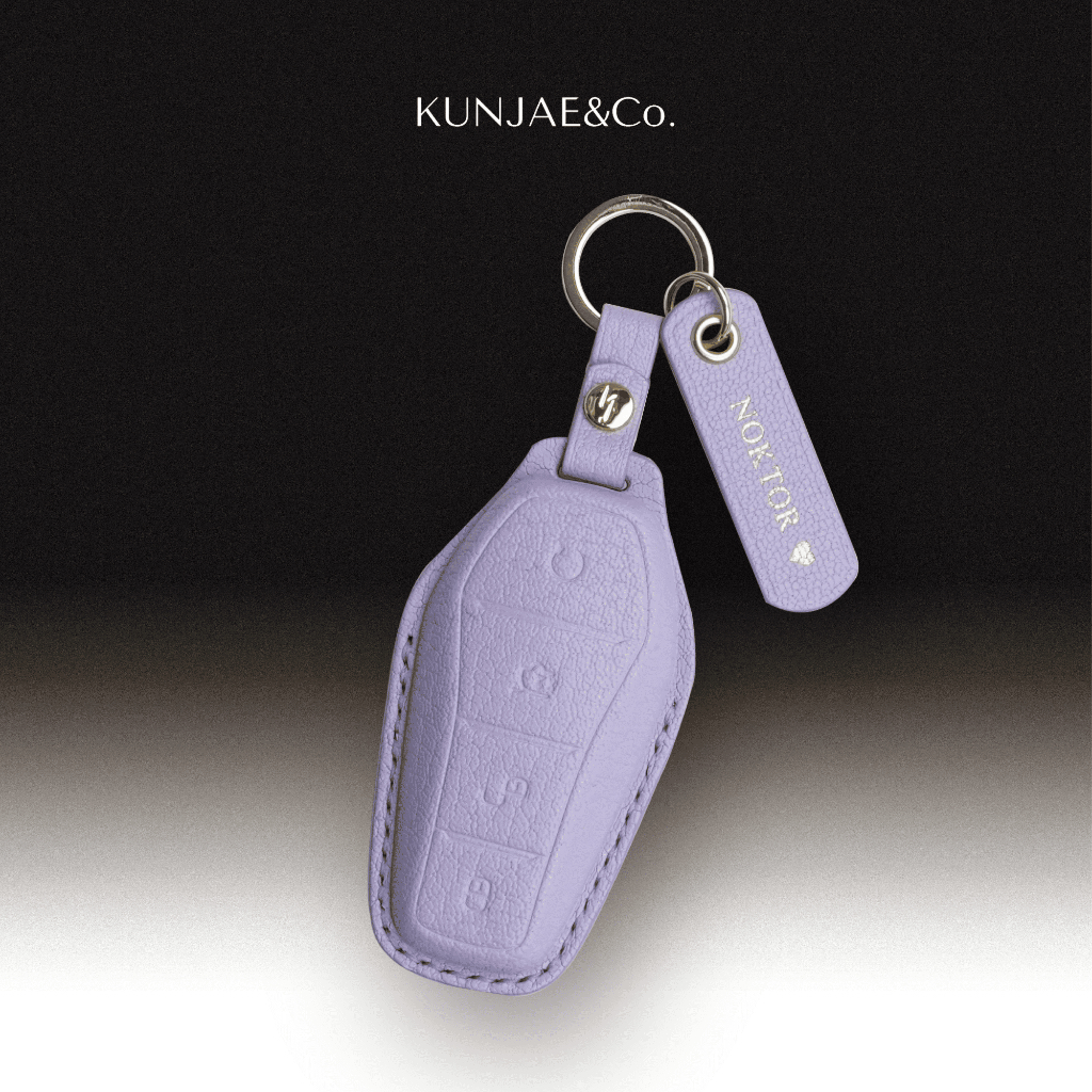 KUNJAE&Co. เคสกุญแจรถยนต์ EV CAR หนังแพะ French Goat Leather (Handmade จัดส่งใน 7-10 วัน)