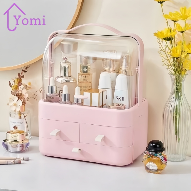 🔥[COD]Yomi box สามชั้น กล่องเก็บเครื่องสำอาง  ใส ดีไซน์เรียบหรู กันฝุ่นกันความชื้น รุ่นใหม่ล่าสุด ชั้นวางของ อเนกประสงค์