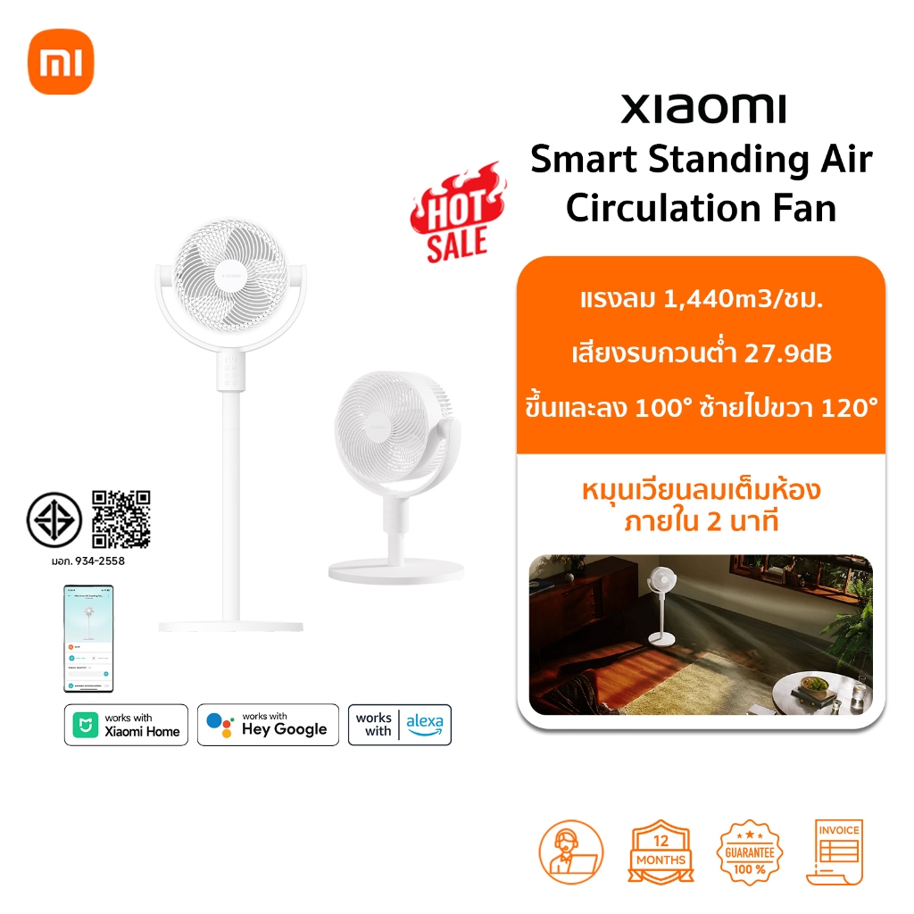 🆕Xiaomi Smart Standing Air Circulation Fan พัดลมตั้งพื้นอัจฉริยะ | ปรับความสูงได้ | รองรับแอพ Mi Home | ประกันศูนย์ 1ปี