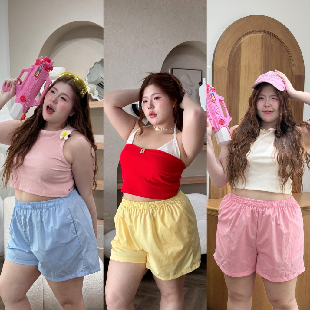 Colorful Pants - กางเกงขาสั้น 4 สีสดใส ใส่รับซัมเมอร์ สาวอวบ ไซส์ใหญ่ เอว32-48นิ้ว