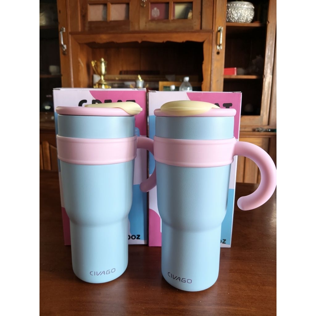 แก้วเก็บความเย็น Civago 40oz. ของใหม่ สีฟ้าชมพู
