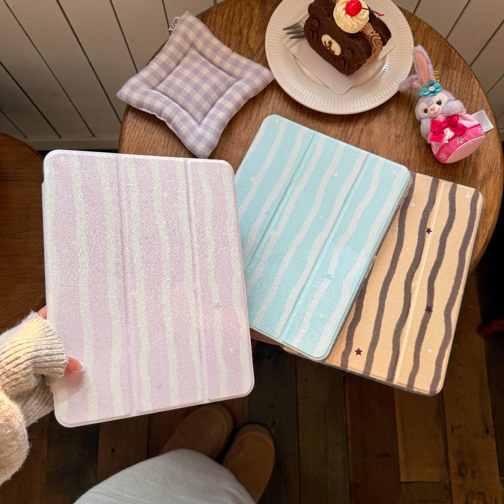 จัดส่งทันที เคสไอแพด striped pattern Gen11 Pro11 2024 Air8/7 11 Air5/4 Gen9 mini7 8.3 เคสipad