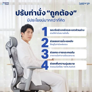 Lunio Ergo เบาะรองหลัง ใบใหญ่รองรับเต็มแผ่นหลัง ช่วยปรับท่านั่งให้หลังตรง ลดอาการออฟฟิศซินโดรม รุ่น Pro Back Cushion