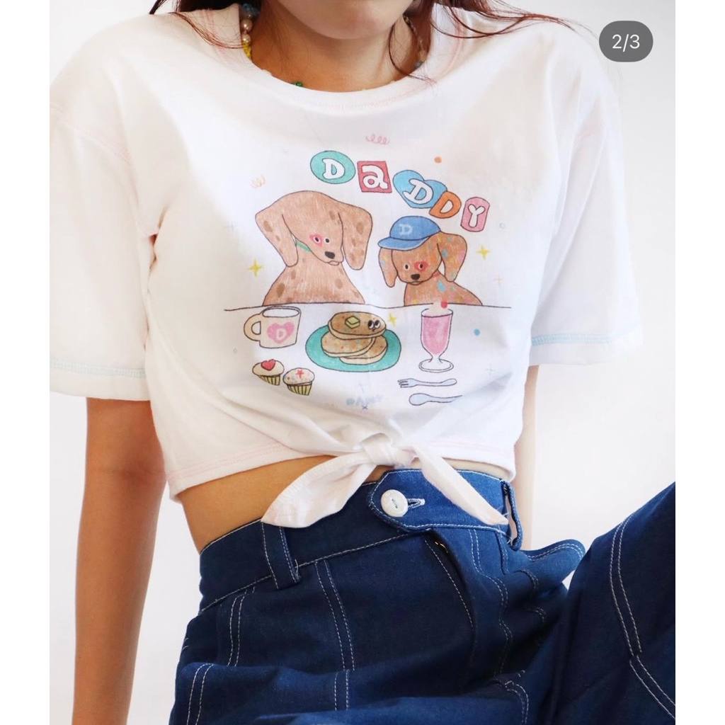 ส่งต่อ Daddy |Pancake’s club crop top🐶🥞 Size L สภาพดี (from 590)