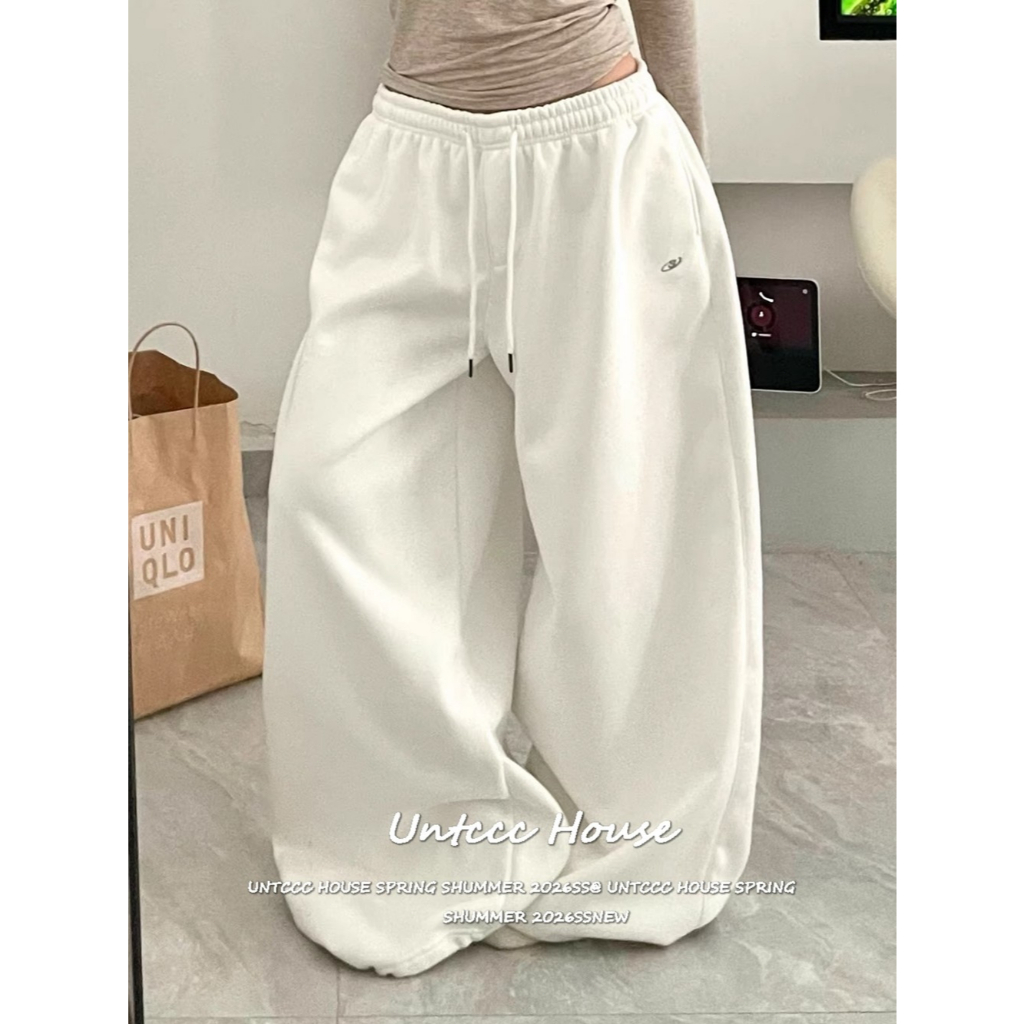 [Embroidered wide-leg casual pants]สไตล์เกาหลีผู้หญิงเต้นแจ๊สเย็บปักถักร้อยขากว้างวินเทจกางเกงลำลอง