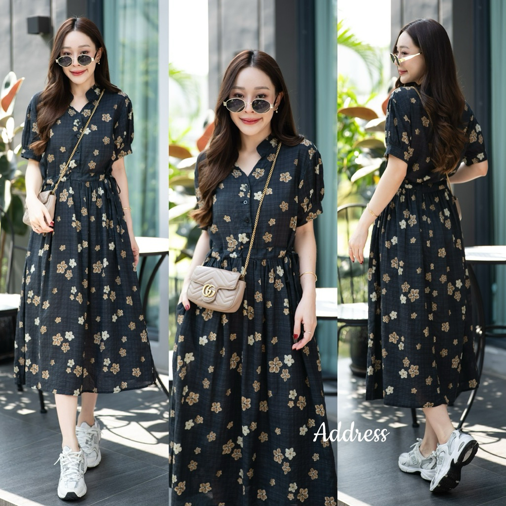 🌈🌿🌼🌸🌺💙🇰🇷 Floral Short Sleeve Maxi Dress Shirt