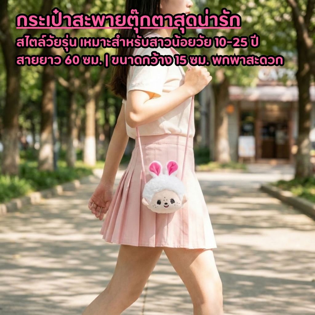 [น่ารักจนใจเจ็บ] สต็อกไทย กระเป๋าสะพายข้างตุ๊กตาแกะ สีขาวปุย สไตล์ มินิมอล