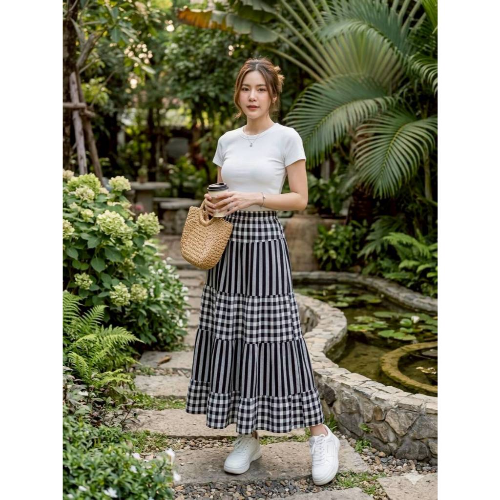 กระโปรงผ้าขาวม้าหมักโคลนขนมชั้น