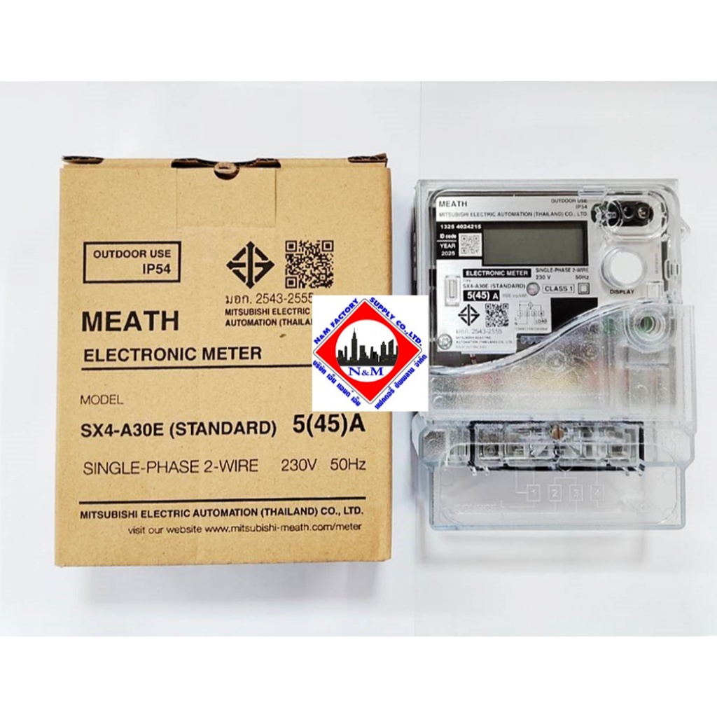 มิเตอร์ไฟฟ้า 2P 5A(45A) MITSUBISHI รุ่น SX4-A30E ( ของแท้ ) ดิจิตอล