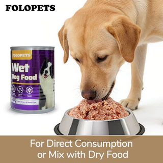 FOLOPETS 430g ความจุสูง อาหารสุนัขแบบกระป๋อง อาหารเปียกสุนัข ออแกไนเซอร์ธรรมชาติ 100% กระป๋องโปรไบโอติก