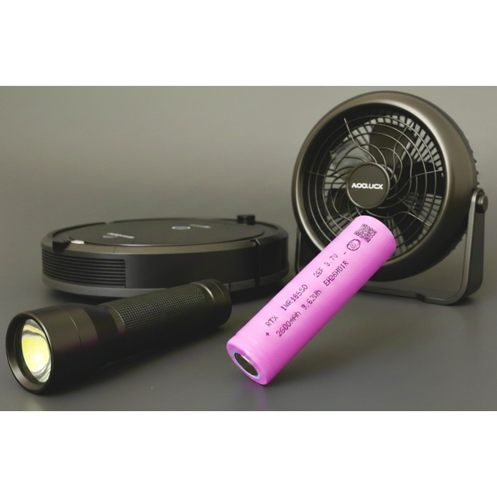 ราคาโปร ถ่านชาร์จหัวแบน แบตเตอรี่ลิเธียม RTXแท้ 18650 INR 2,600mAh 5C  ความจุจริง 2,810 mAh