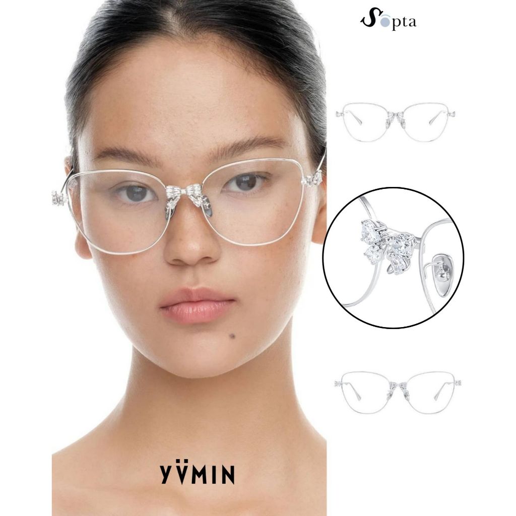 (Pre-order) แว่น YVMIN 2026 Collection | Oversized Bow-Detail Glasses with Gemstone Embellishment