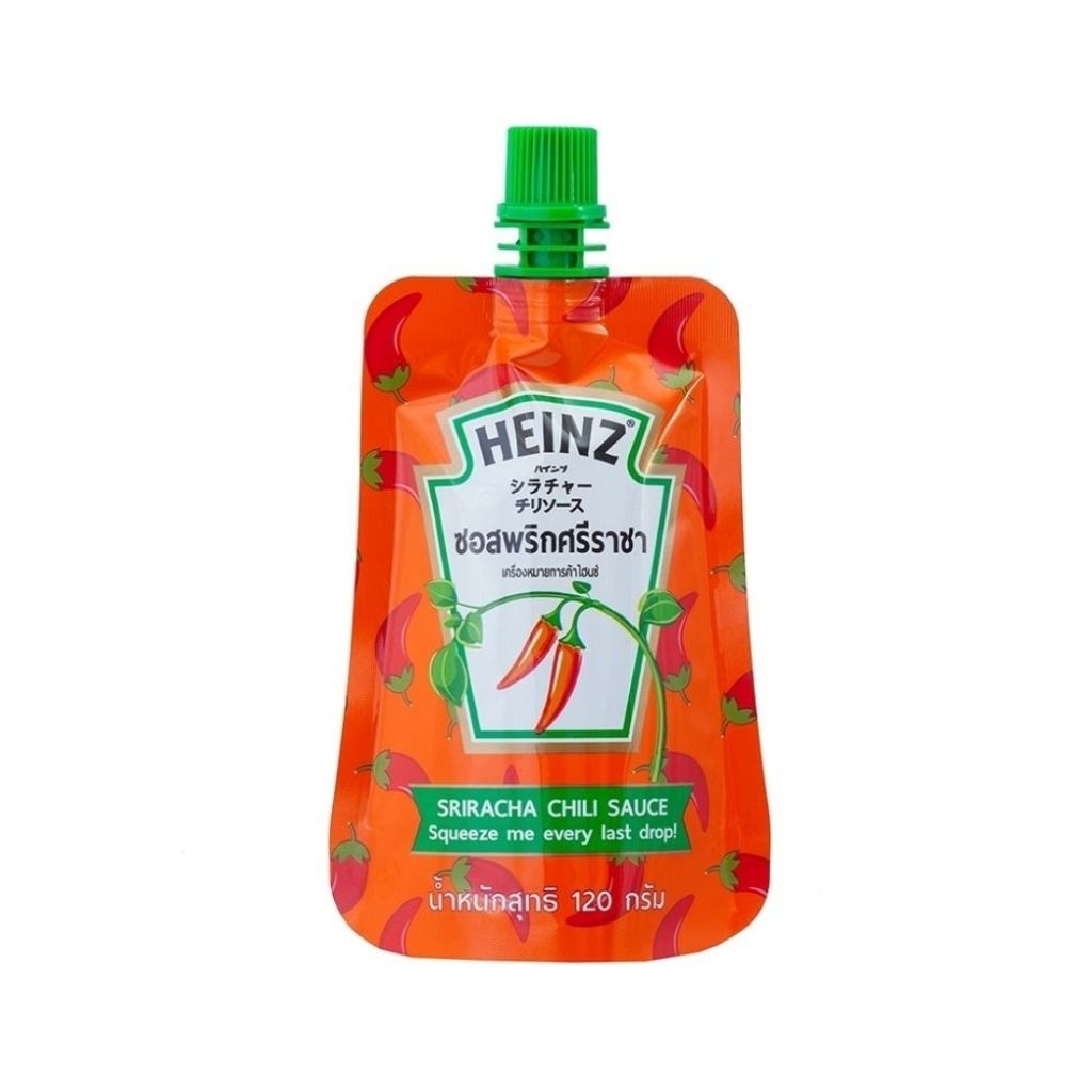 [ HEINZ ] Sriracha Chilli Sauce ไฮนซ์ ซอสพริก ศรีราชา เผ็ด เปรี้ยว หวาน รสชาติ อร่อยกลมกล่อม ซองบีบ พร้อมฝาปิด120 กรัม‼️