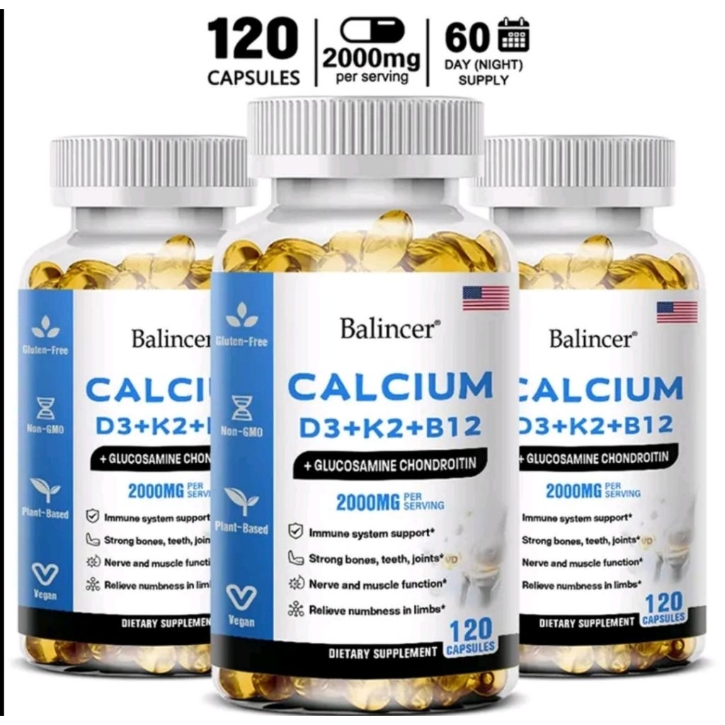 วิตามินแคลเซียม D3+K2+B12 Balincer สนับสนุนและบำรุงกระดูก