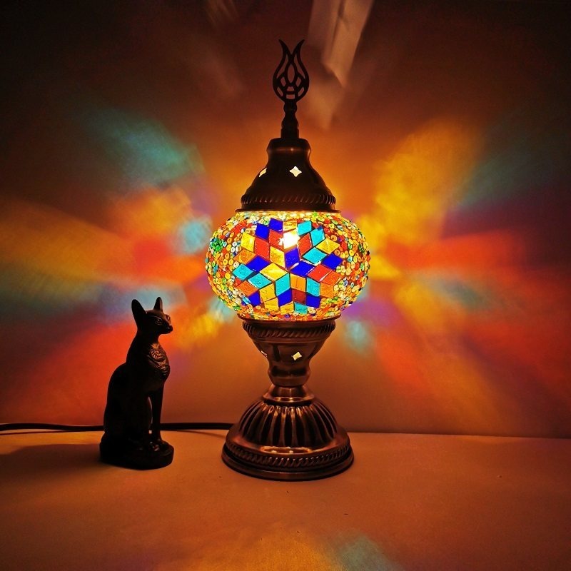 Turkish Mosaic Table Lamp Vintage Art Deco Handcrafted Lights Mosaic Glass Romantic Bed Light