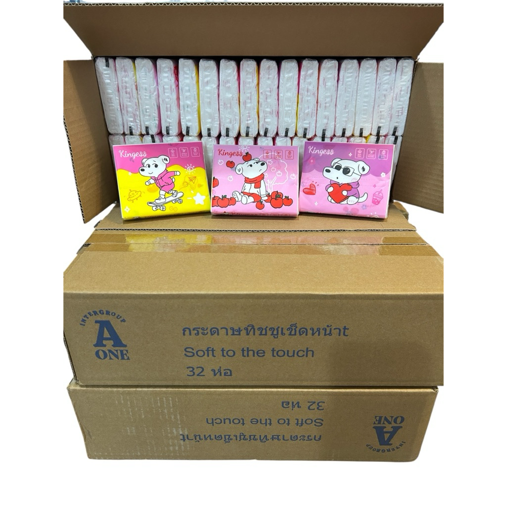 กระดาษทิชชู่ ยกลัง กระดาษทิชชู่พิมพ์ลาย พกพา ยกกล่อง 1 กล่อง มี 32ห่อ จาก A One