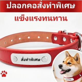 ฟรีสลักชื่อ ปลอกคอสุนัขหนังพร้อมป้ายชื่อ กันหาย ปรับขนาดได้ ทนทาน ใส่เบอร์โทรได้ เหมาะสำหรับสุนัขทุกสายพันธุ์
