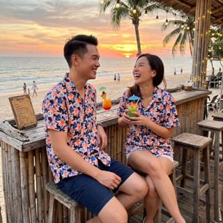 ROAMING HF01 เสื้อฮาวาย ผ้าไหมฝรั่งเศส เสื้อครอบครัว Hawaiia…