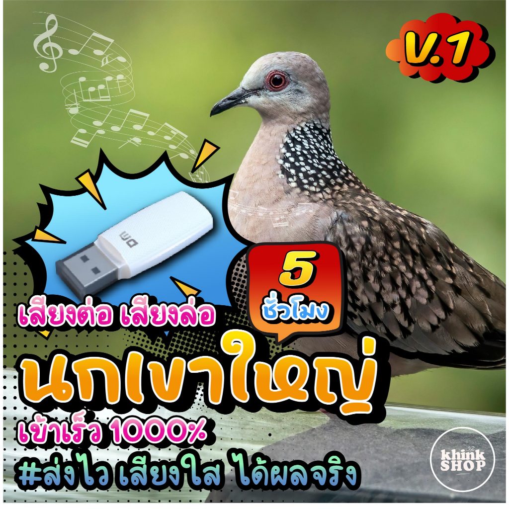 เสียงต่อนกเขาใหญ่ V.1 เข้าเร็ว 1000% แฟลชไดรฟ์ เมม ไม่มีโฆษณาแทรก มีเก็บเงินปลายทาง