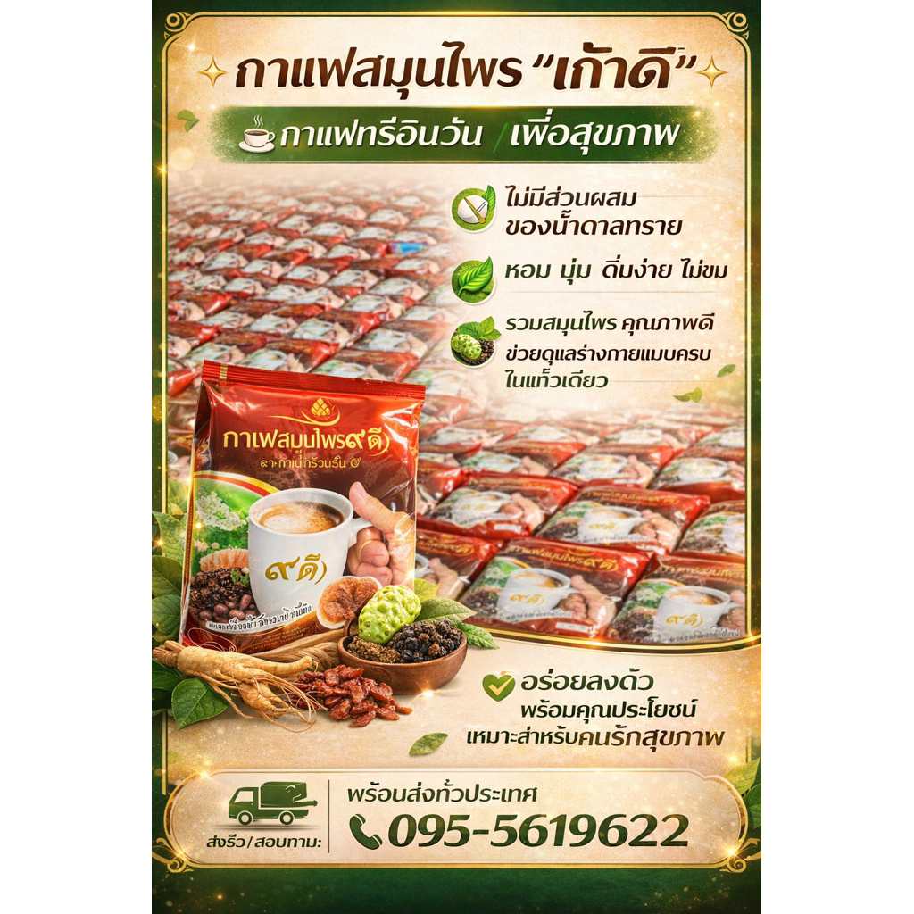 กาแฟ“เก้าดี”9ดี“ (ของแท้100%) ยกโหล 12 ห่อ ราคาส่ง คุ้มกว่า