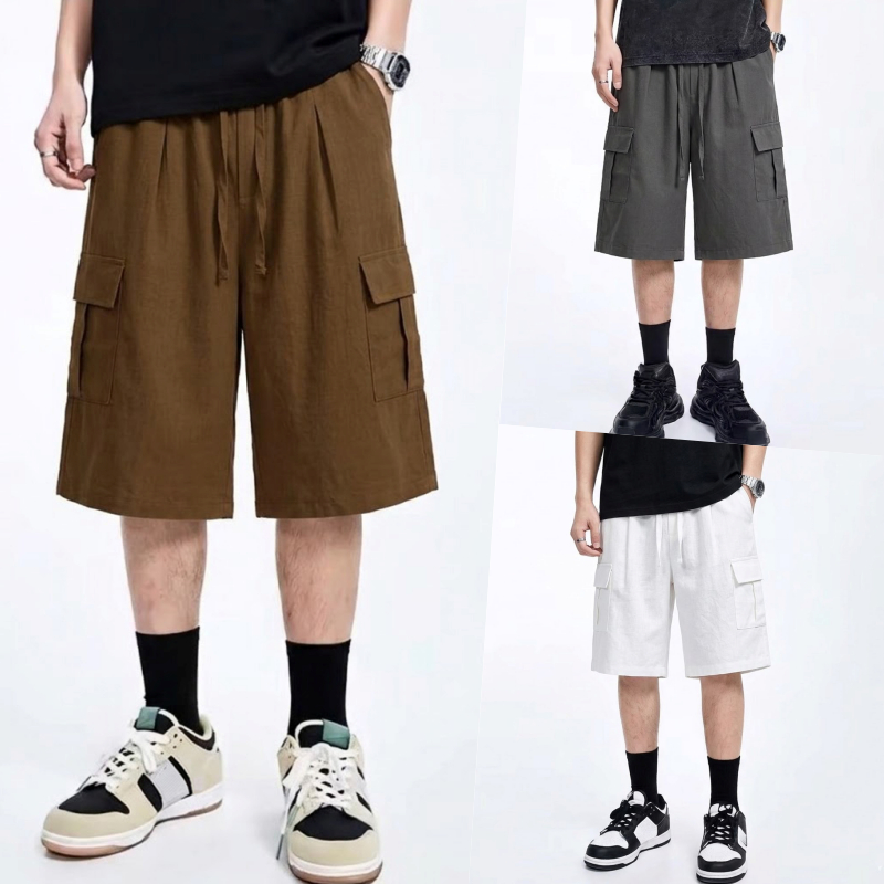 กางเกงเดินป่า กางเกงขาสั้น ทรงUNISEX มีไซส์ M-3XL เอวยางยืด กระเป๋าข้าง คาร์โก้ขาสั้น รุ่น เดินป่าขาสั้น