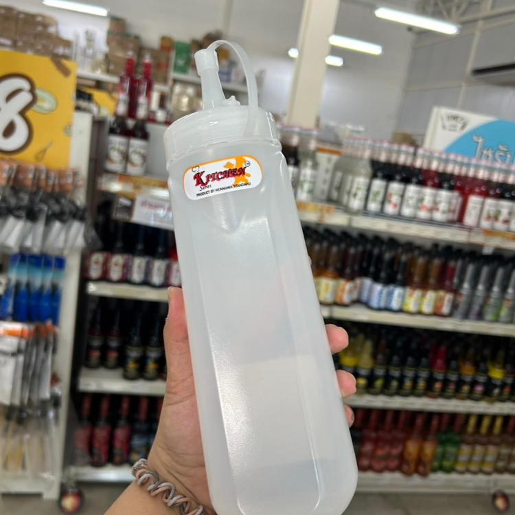 ขวดบีบพลาสติก ทรงสูง ฝาใส rw-9516 750ml