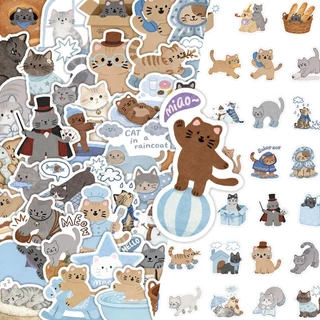 [พร้อมส่ง] 55 ชิ้น PVC Sticker สติกเกอร์ DIY ลาย การ์ตูน แมว ลูกแมว น่ารัก ฮีลใจ Cute Healing Cat Kitten