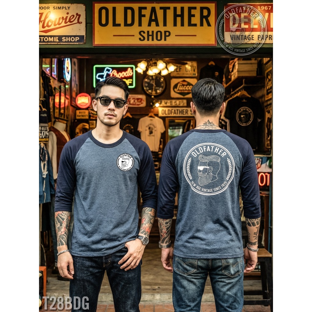 เสื้อแขนสามส่วนวินเทจ เสื้อไหล่สโลป ( รหัสสินค้า T 28 )