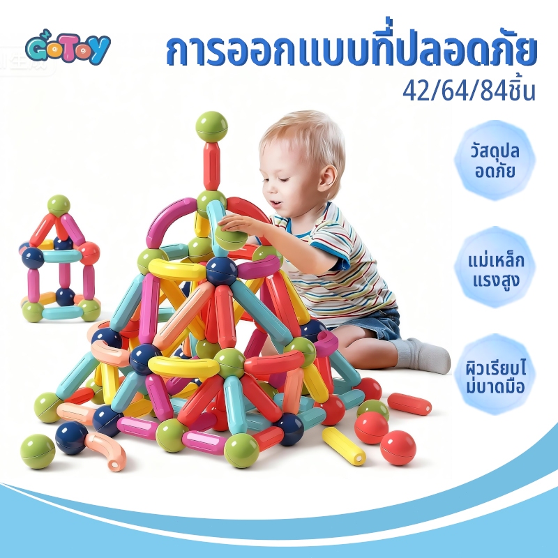 【สุดคุ้ม】บล็อคตัวต่อแม่เหล็ก 3D ของเล่นตัวต่อแม่เหล็ก แรงสูงสุด ของเล่นเสริมพัฒนาการเด็ก สร้างจินตนาการ ปลอดภัย Non-Toxi