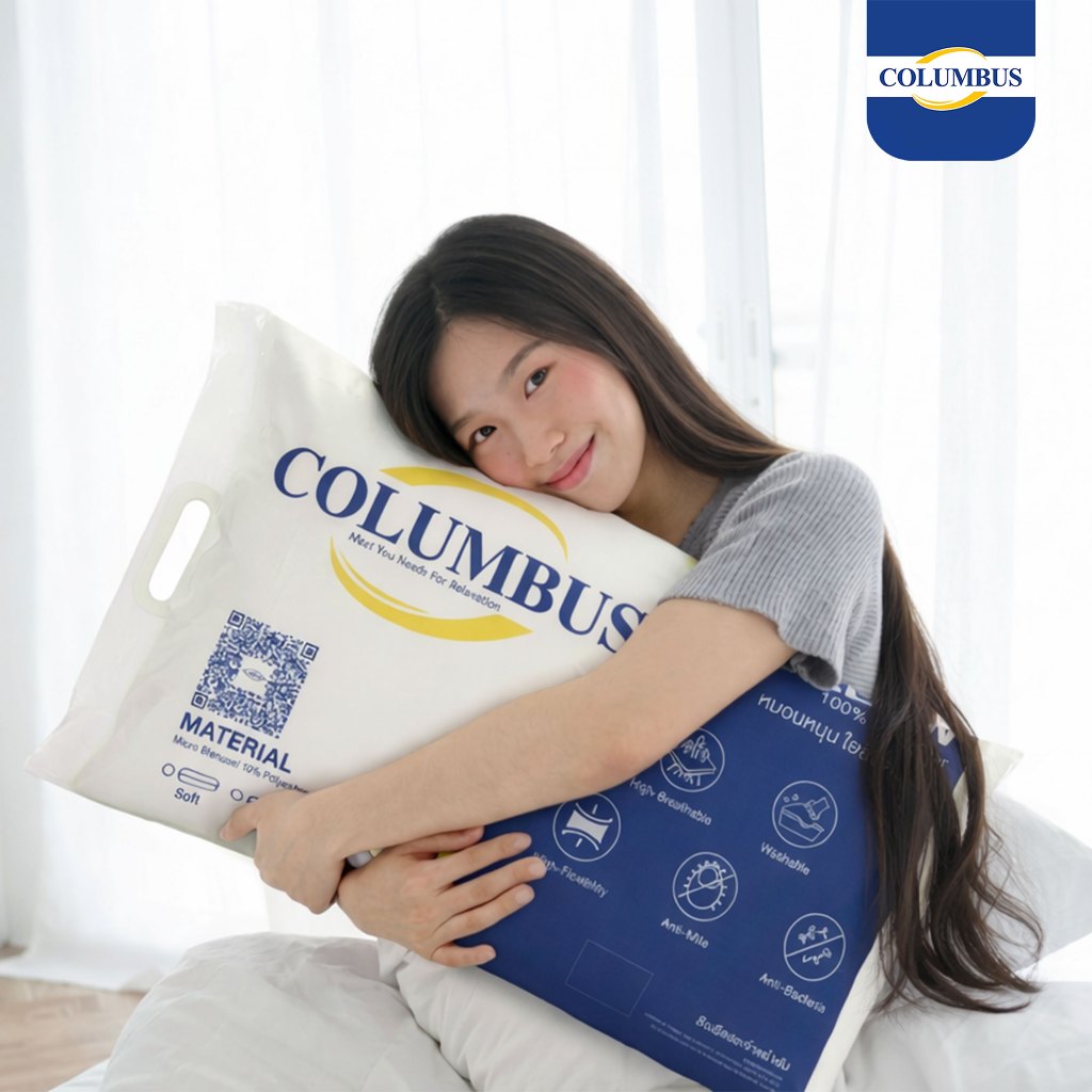 1แถม1 หมอนหนุน COLUMBUS รุ่น Cloud Soft เส้นใยสังเคราะห์ ใยฟู นุ่มสบาย เกรดพรีเมี่ยม ราคา ถูกที่สุด ดีลบีเคเค แกลเลอรีภาพที่ 8