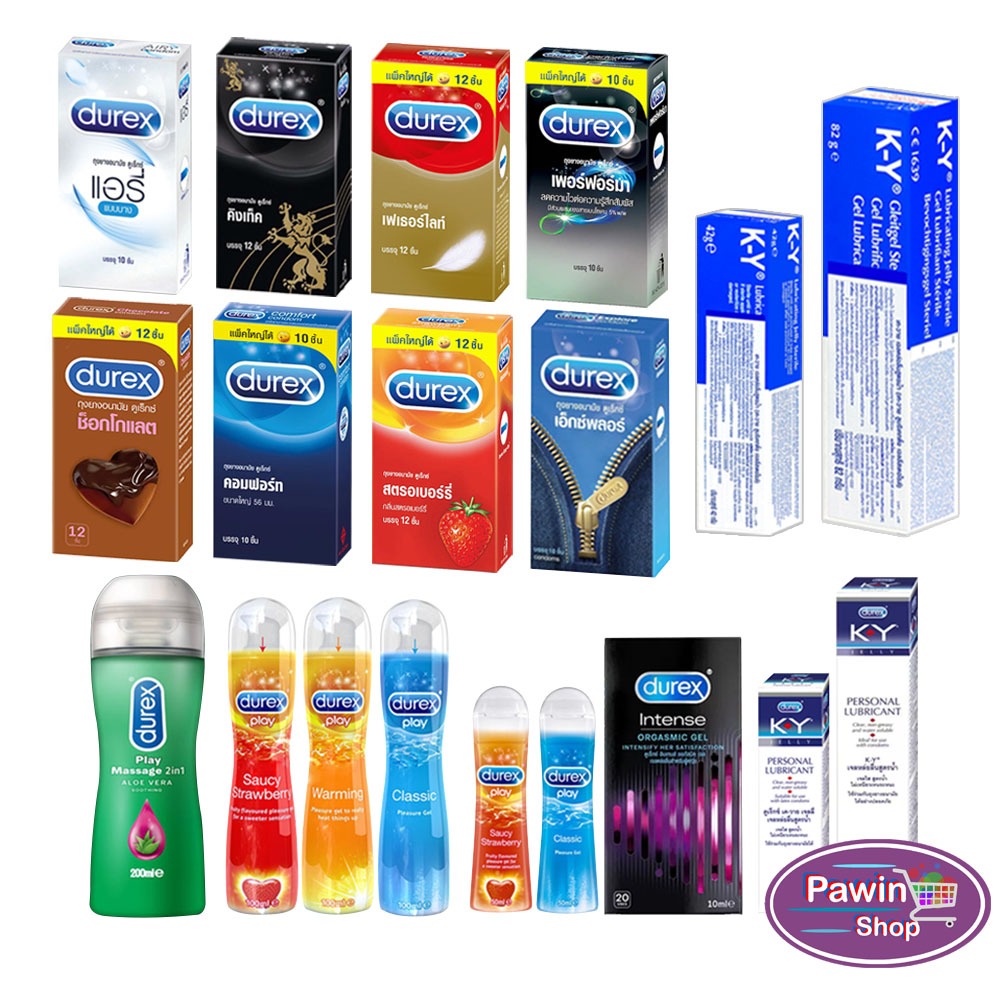 (1 กล่องใหญ่) ถุงยาง Durex ถุงยางอนามัย ดูเร็กซ์ ขนาด 49-56 มม. บรรจุ 10-12 ชิ้น/กล่อง JJ 6XXX  Condom Performa, Fetherl