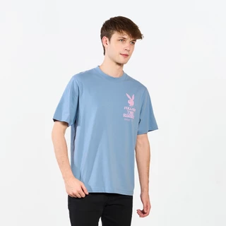 PLAYBOY เสื้อยืด CASUA เสื้อผ้าผู้ชาย/เสื้อ/เสื้อยืดสีน้ำเงิน รุ่น P1MT265TB016BL