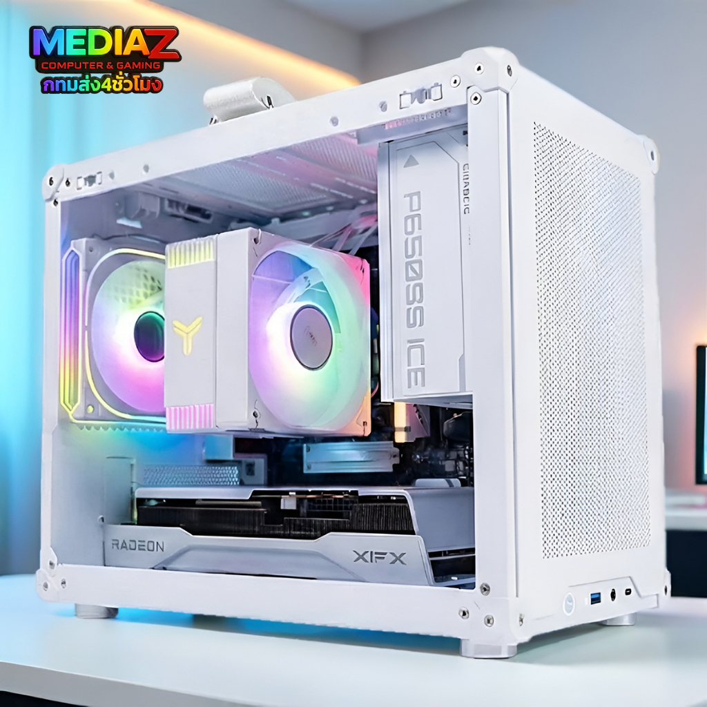 ส่งทันที เคสเล็ก ขาว ดำ รับการ์ดจอยาว หิ้วได้ ฝากระจก Jonsbo C6 MAX Case mATX White Handle Media Z