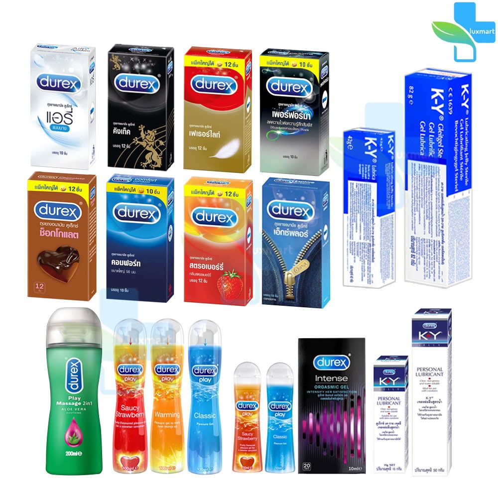(1 กล่องใหญ่) ถุงยาง Durex ถุงยางอนามัย ดูเร็กซ์ ขนาด 49-56 มม. บรรจุ 10-12 ชิ้น/กล่อง JJ 6XXX  Condom Performa, Fetherl