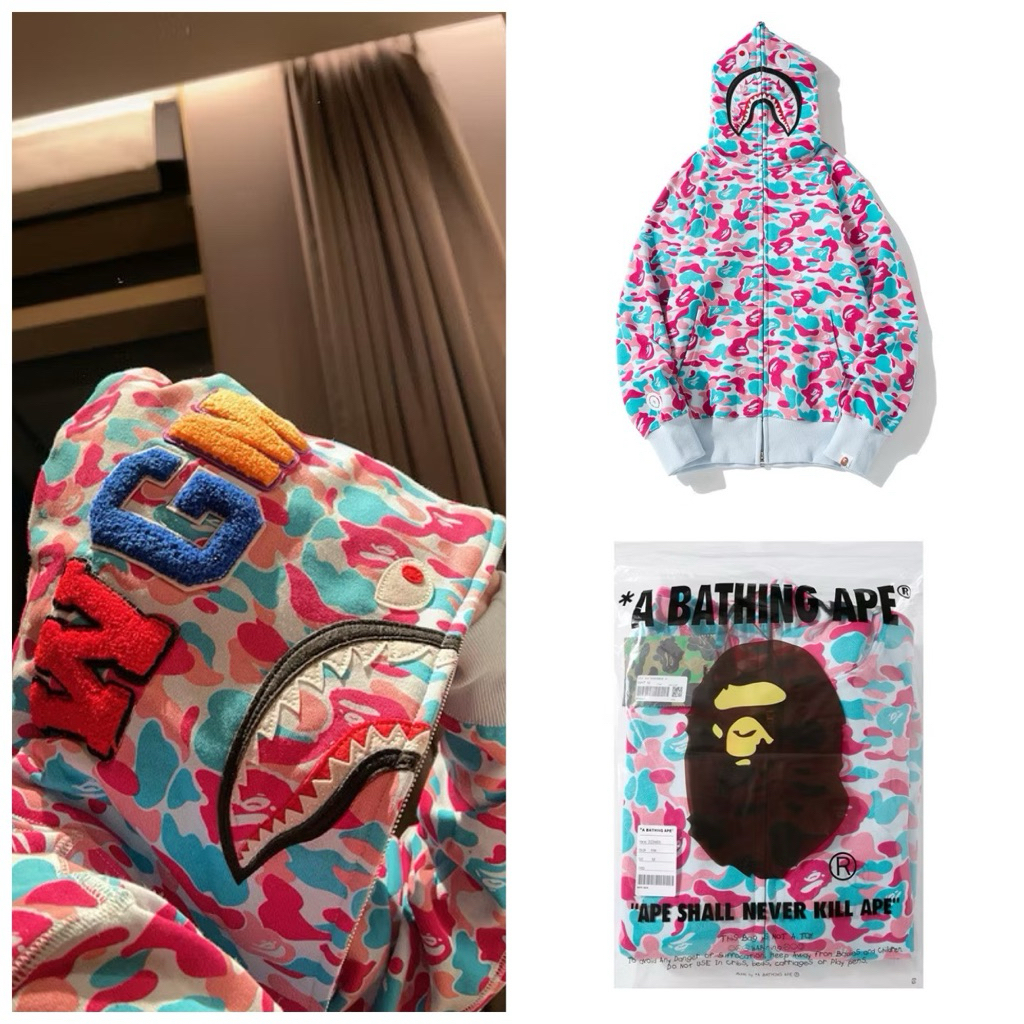 BAPE Japanese Miami city limited multi-color camouflage collision shark hoodie