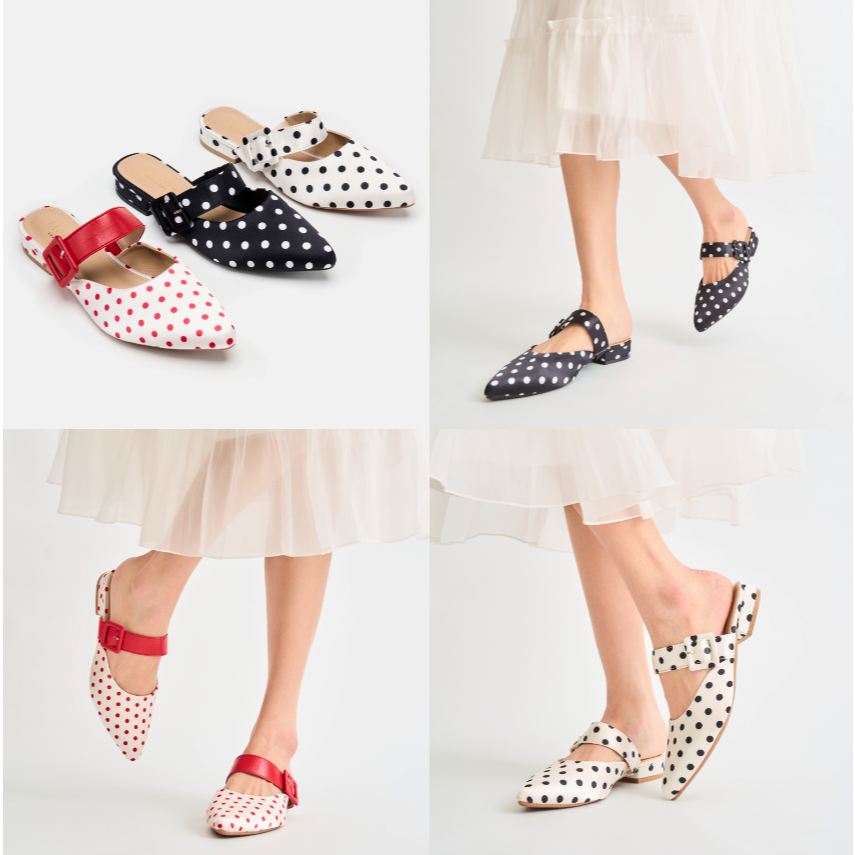 Mellowco Ivy Pop รองเท้าเปิดส้นหัวแหลม Polka Dot M6-E5021