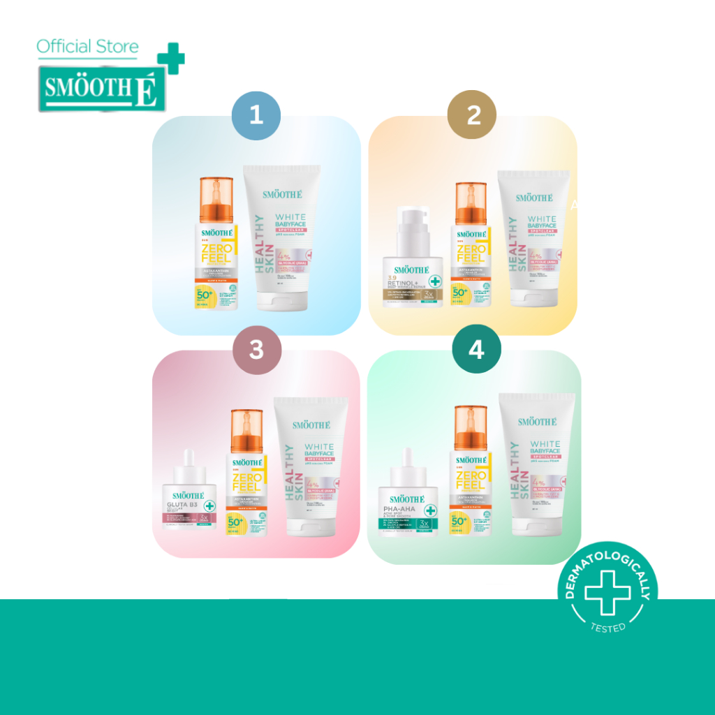[แพ็คสุดคุ้ม] Smooth E Protect Clear Solution Set เซ็ตเวชสำอางทำความสะอาดและบำรุงครอบคลุมผิวหน้าทุกจุด