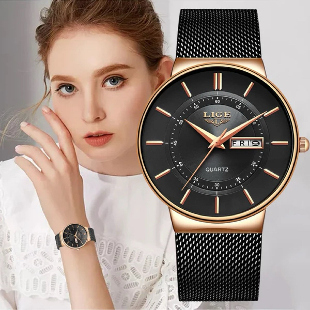 Lige: Ultra-thin Calendar Week Quartz Watch