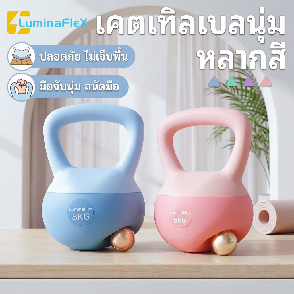 LuminaFlex แคทเทิลเบล ผู้หญิง ดัมเบล Kettlebell 2kg/4kg/6kg/8kg/10kg ผู้หญิง เครื่องออกกำลังกาย
