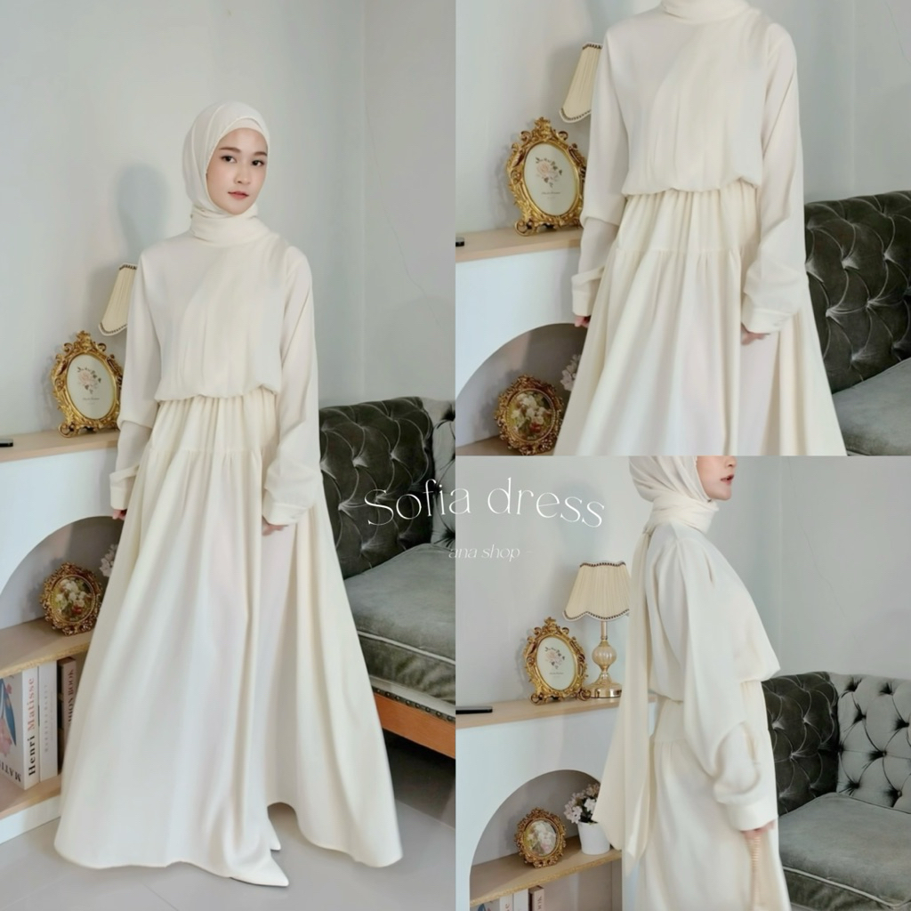 Sofia - ana shop เดรสยาวสม็อคเอวดีไซน์คลาสสิก สำหรับวันพิเศษ