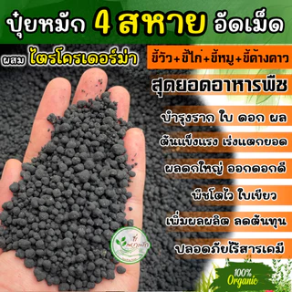 มูล 4 สหายอัดเม็ด มูลค้างคาว+ไก่+หมู+วัว สุดยอดอาหารพืช เกรดA ละลายไวไร้กลิ่น**ผสมไตรโครเดอร์ม่า