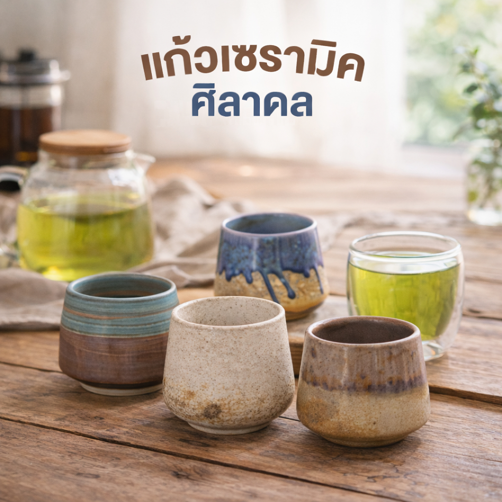 แก้วศิลาดล แก้วเซรามิก ลายญี่ปุ่น แก้วชา แก้วกาแฟ แก้วร้อน สำหรับคาเฟ่