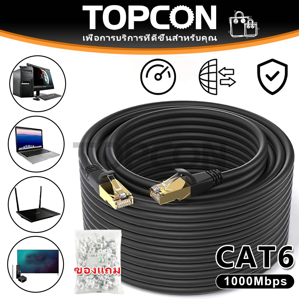 สายแลน CAT6 Gigabit 1000Mbps UTP RJ45 ความยาว 0.5-100m สายอินเ อินเตอร์เนต เครือข่าย รองรับ เราเตอร์ ทีวี มีสำหรับภายนอก