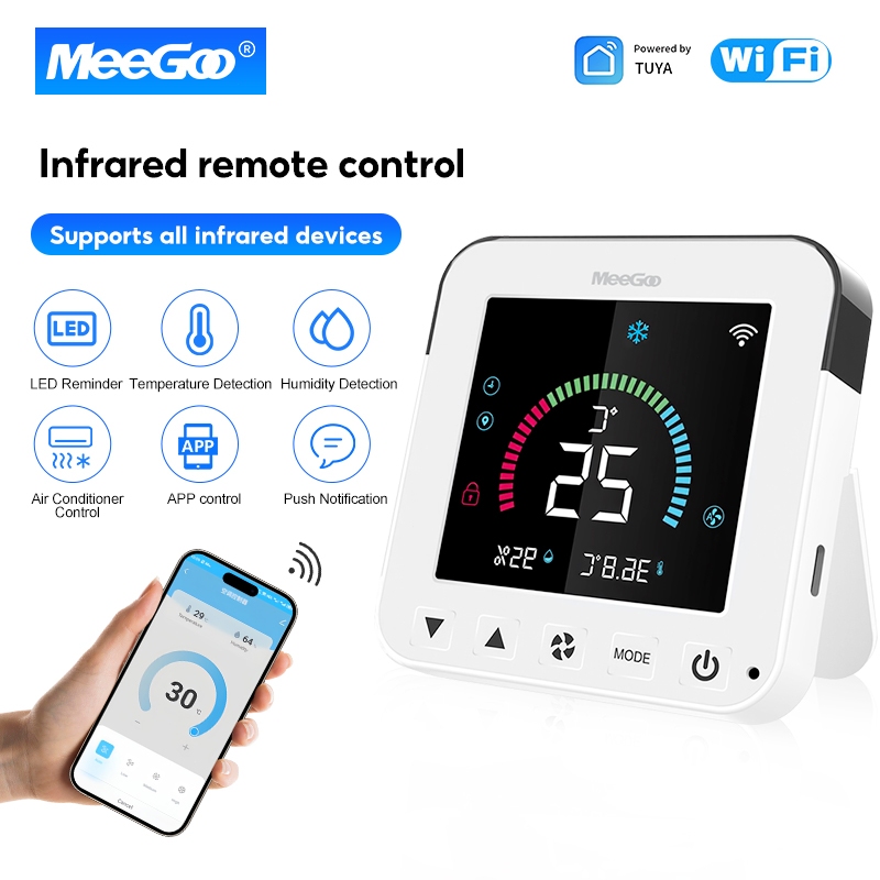 MeeGoo WiFi IR รีโมตคอนโทรล สำหรับแอร์  ควบคุมอุณหภูมิ ผ่านแอป Tuya รองรับ การควบคุมเสียง