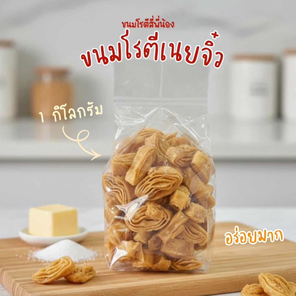 โรตีเนยจิ๋ว รสเนยน้ำตาล ถุง 1 กิโลกรัม