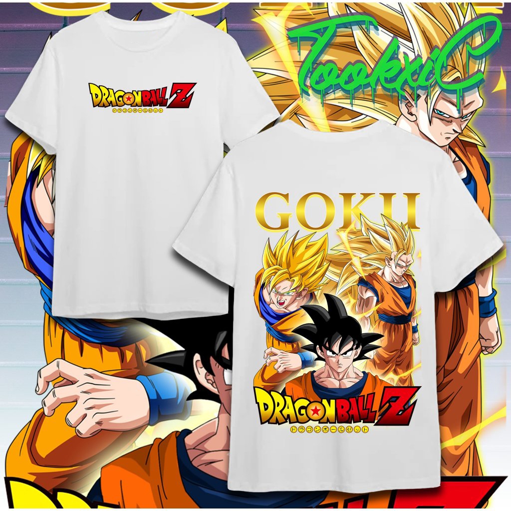 เสื้อยืดลาย Goku/Frieza/Cell/Majin Buu สไตล์วินเทจ ผ้าคอตตอนแท้ คอกลม ไซส์ S-5XL