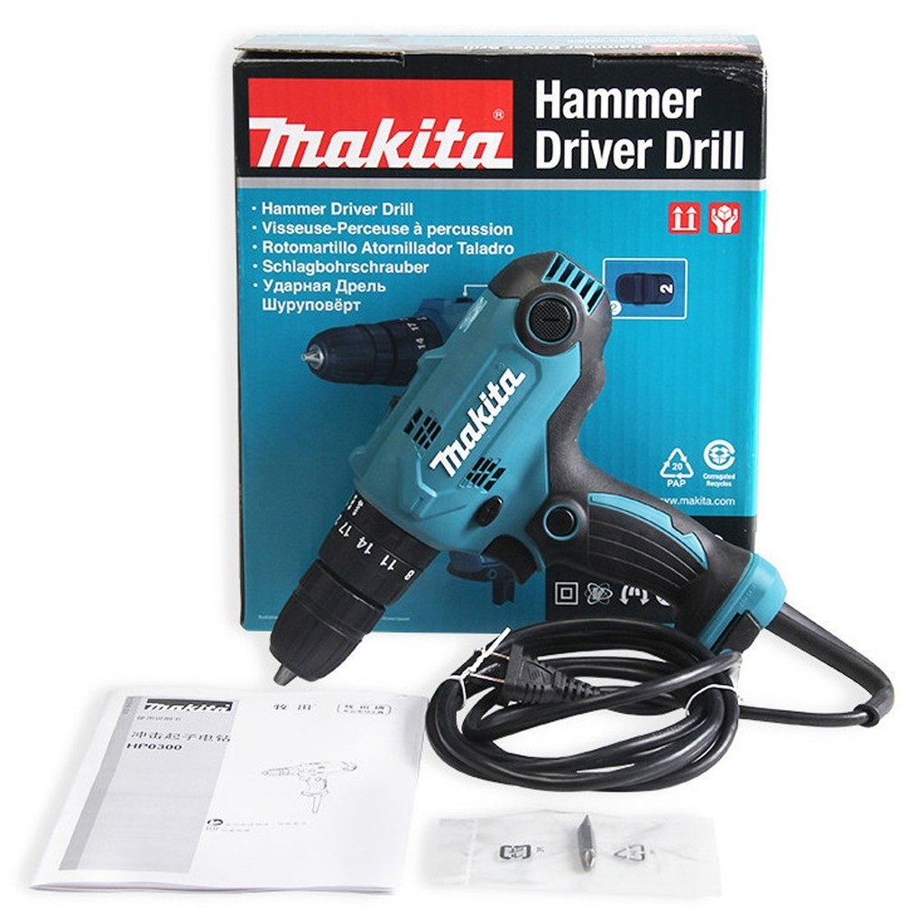 MAKITA สว่านกระแทกไฟฟ้า ขนาด 3/8 นิ้ว กำลังไฟ 320 วัตต์ รุ่น HP0300 ความเร็วรอบตัวเปล่าสูงสุด 0-1500
