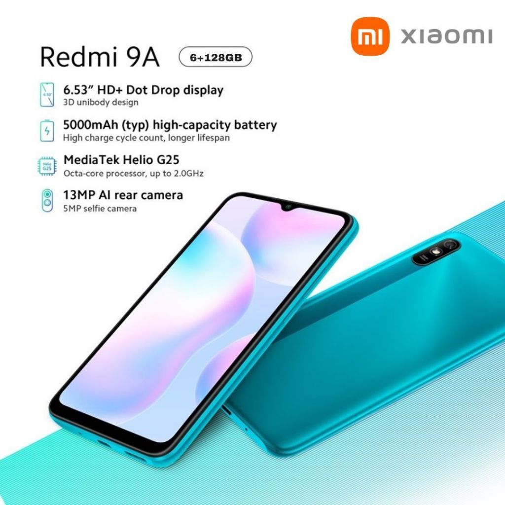 Redmi 9A [6+128GB] ของแท้ 100%โทรศัพท์มือถือ แบต 5,000mAh รับประกันสินค้า 12 เดือน