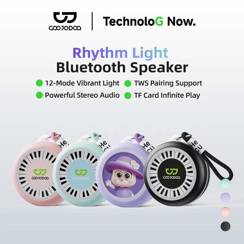 GOOJODOQ ลำโพง Bluetooth 5.4 ไฟ RGB สายคล้องคอแบบพกพา TWS Type C ชาร์จไฟได้